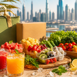 Cut fruits and veg from Gulf Fruits placed in a table