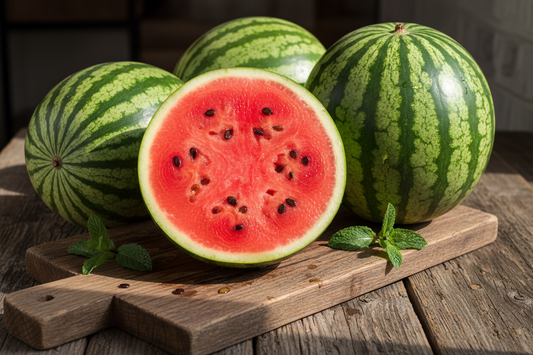 Fresh, vibrant watermelon cut into juicy red slices, showcasing its bright colour and premium freshness by gulf fruits for healthy UAE.